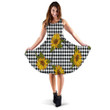 Bright Sunflowers On Black White Buffalo Plaid Background 3d Sleeveless Midi Dress