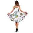 Bright Flying Dragonfly Insects And Flowers 3d Sleeveless Midi Dress