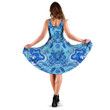 Blue Chinese Dragons And Floral Ornaments 3d Sleeveless Midi Dress