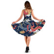 Blue And Red Dragons Fighting In The Cloud 3d Sleeveless Midi Dress