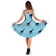 Black Giraffe Silhouette On Blue Background Pattern 3d Sleeveless Midi Dress