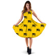 Black And Yellow American Flag Pattern 3d Sleeveless Midi Dress