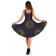 Black And Gold Sun Moon On Dark Background 3d Sleeveless Midi Dress