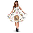 Birds Lions With Hearts Flowers And Leaves 3d Sleeveless Midi Dress