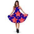 Big Red Stars With White Stripes On The Blue Background 3d Sleeveless Midi Dress