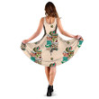 Beige Theme Colorful Hippie Feathers In Zentangle Style 3d Sleeveless Midi Dress
