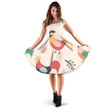 Beautiful Chicken Roosters Branches And Flowers 3d Sleeveless Midi Dress