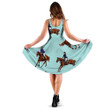 Bay Horses Running Horses And Riders 3d Sleeveless Midi Dress