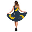 Banana Moo Fruity Planet Celestial In Dark Blue Background 3d Sleeveless Midi Dress