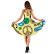 Background With Bright Accessories Clothing And Hippie Signs 3d Sleeveless Midi Dress