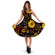 Autumn Sunflowers With Black Background Pattern 3d Sleeveless Midi Dress