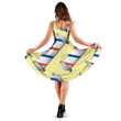 American Flag Colored Striped Barber's Pole Symbol On Yellow Background 3d Sleeveless Midi Dress