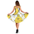 Adorable Little Yellow Chicken With Egg Shell And Star 3d Sleeveless Midi Dress