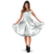 Abstract Leaves And Dragonflies On White 3d Sleeveless Midi Dress