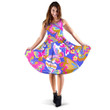 Abstract Colorful With Decorative Butterflies Background 3d Sleeveless Midi Dress