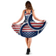 Abstract American Flag Web Buttons In Silver Materials 3d Sleeveless Midi Dress