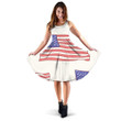 A American Flag Icon Waving Elements On Bright Background 3d Sleeveless Midi Dress