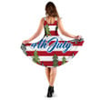 4th Of July Independence Day American Flag Texture Pattern With Christmas Trees 3d Sleeveless Midi Dress