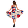4th Of July Blue Red White Pattern With Food Drink Sweets Cupcakes 3d Sleeveless Midi Dress