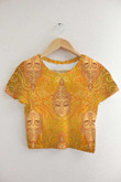 Trippy Royal Goddess With Yellow Background 3D Women's Crop Top