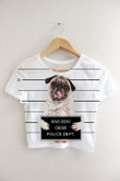 Bad Dog Mugshot With Stripes Style 3D Women's Crop Top