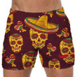 Cinco De Mayo Sugar Skull Mexican In Sombrero 3D Men's Swim Trunks