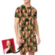 Leopard With Palm Leaves Summer Paradise In Tropical Jungles Funny Custom Image Men's Pajamas Set