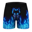 Face Wolf Cool And Fire Blue Background Men's Boxer Brief