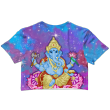 Pixel Ganesha Galaxy Color 3D Women's Crop Top
