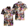 Black Orange Chinese Floral Dragon Pattern All Over Print 3D Hawaiian Shirt