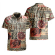 Turtle Hibiscus Flower And Tropical Leave Tribal Pattern All Over Print 3D Hawaiian Shirt