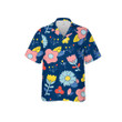 Golden Mallow Flower In Garden Blue Theme All Over Print 3D Hawaiian Shirt