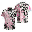 Pink Tone Acera Leaf Leopard Skin Texture All Over Print 3D Hawaiian Shirt