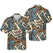 Blue White Aztec Pattern Geometric Texture All Over Print 3D Hawaiian Shirt