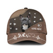 Personalized French Bulldog Hearbeat Dog Lovers Custom Name Baseball Cap Hat