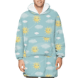Funny Sun Face And Cloud In The Sky Unisex Sherpa Fleece Hoodie Blanket