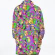 Futuristic People Portraits In Psychedelic Colors Hippie Design Unisex Sherpa Fleece Hoodie Blanket