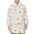 Variety Size Sun And Cloud On White Background Unisex Sherpa Fleece Hoodie Blanket