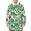 Falling In Love With Cactus On White Background Unisex Sherpa Fleece Hoodie Blanket