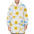 Cute Cloud With Thunder And Funny Sun Unisex Sherpa Fleece Hoodie Blanket