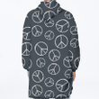 Hand Drawn Hippie Peace Symbol On Black Background Unisex Sherpa Fleece Hoodie Blanket