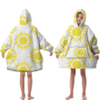 Sun Emblem Tribal Symbol Yellow And White Unisex Sherpa Fleece Hoodie Blanket