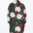 Red Roses And White Peony On A Dark Background Unisex Sherpa Fleece Hoodie Blanket