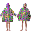 Futuristic People Portraits In Psychedelic Colors Hippie Design Unisex Sherpa Fleece Hoodie Blanket
