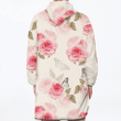 Butterfly On Pale Pink Rose Branch Vintage Style Design Unisex Sherpa Fleece Hoodie Blanket