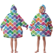 Modern Pattern Of Curly Rainbow Shape Made Zigzag Unisex Sherpa Fleece Hoodie Blanket