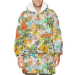 Colorful Butterflies Flowers And Leaves Branches Hand Drawn Pattern Unisex Sherpa Fleece Hoodie Blanket