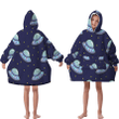 Cosmos Pattern Of Space And Flying Saucer Stars Pattern Unisex Sherpa Fleece Hoodie Blanket
