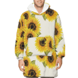Bunches Of Sunflowers In Watercolor Style Pattern Unisex Sherpa Fleece Hoodie Blanket