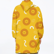 Sleeping Sun And Abstract Elements On Yellow Background Unisex Sherpa Fleece Hoodie Blanket
